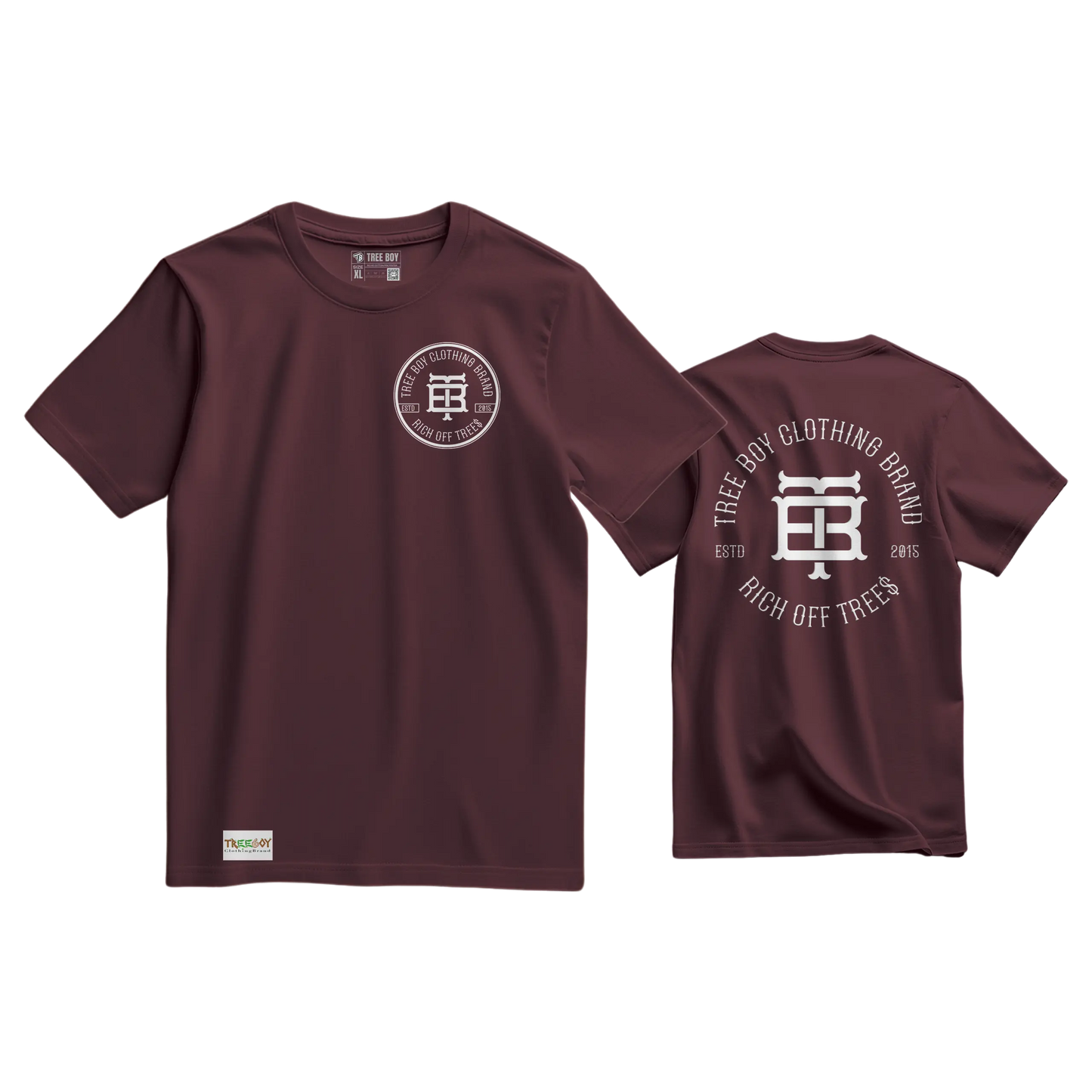 Tree Boy Monogram Logo T-Shirt – heavyweight cotton streetwear  Oversized Monogram Logo tee with repeating pattern graphic  Premium cotton Monogram Logo T-Shirt close-up detail  Lifestyle photo – Tree Boy Monogram Logo T-Shirt streetwear look